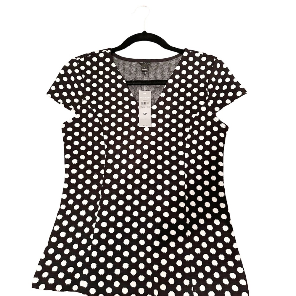 Ann Taylor Black & White Dots Top